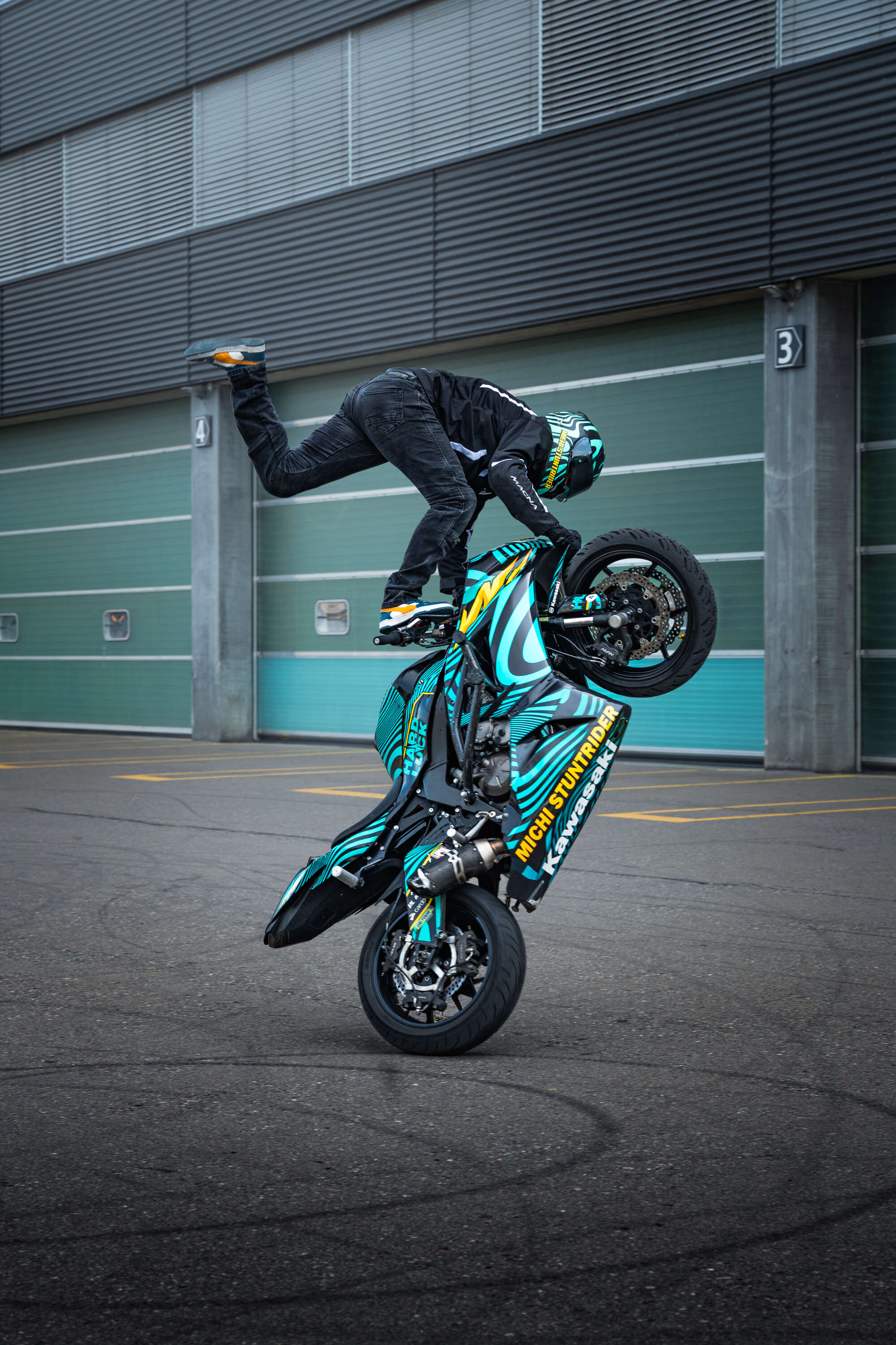 Motorrad Stunt Aufnahme